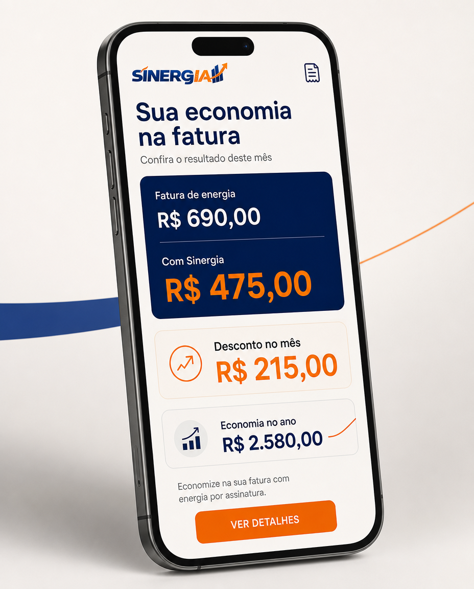 Resumo mensal de economia no aplicativo SINERGIA